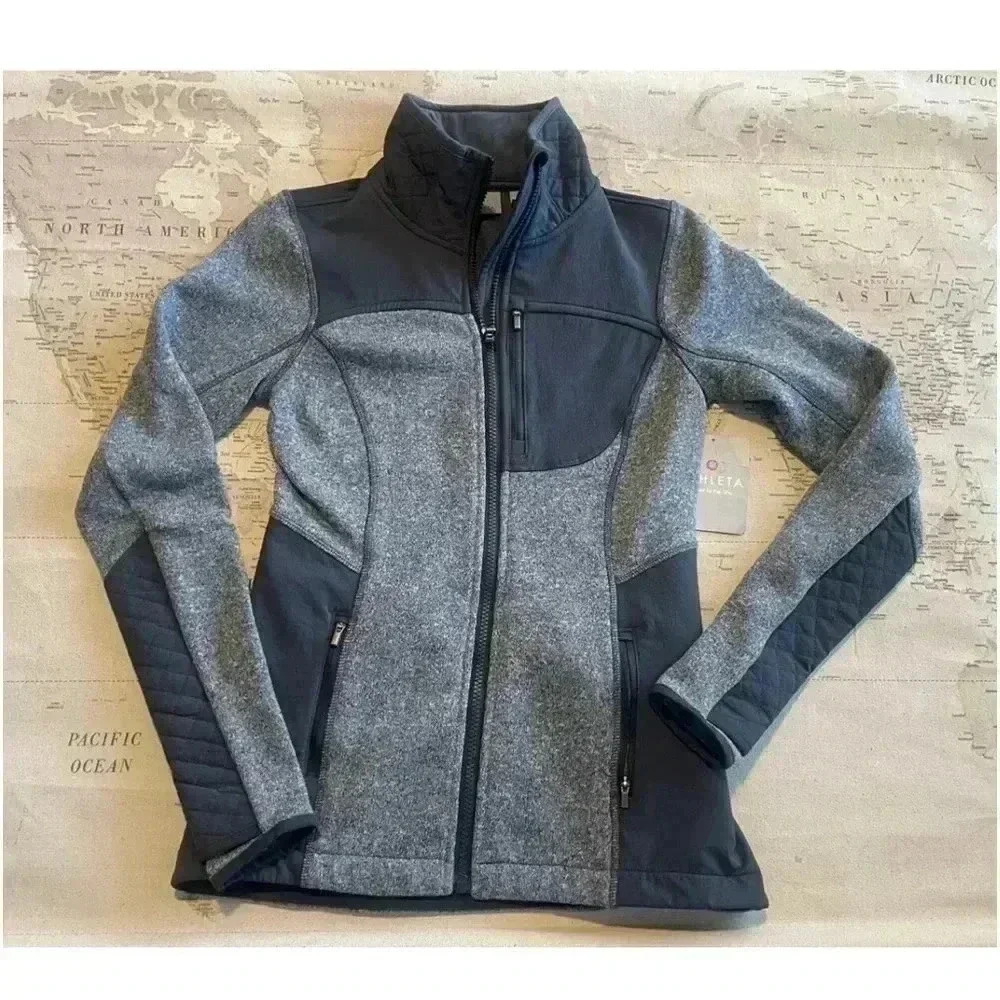 🆕Athleta Truckee XXS Fleece Jacket Gray - Picture 1 of 7